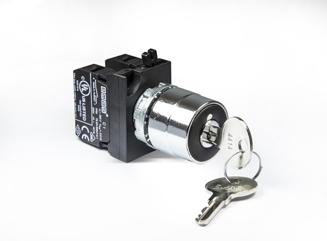CM Series Metal 2NO (II-0-I) 60° Key Operated Double Spring Return Key Removal at 0 position 22 mm Control Unit